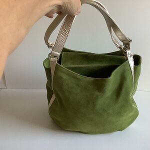 Lorelei Green Suede Purse, EUC